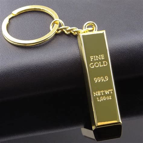 Gold Metal Keychain Gold Color Key Ring New Design Gold Bar Key Holder ...