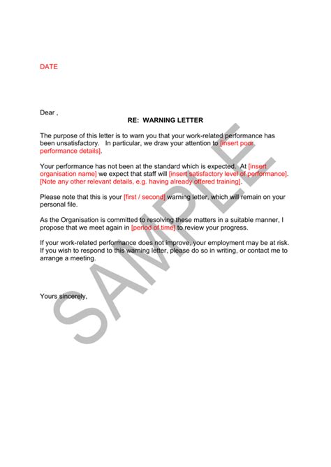 Employee Poor Performance Sample Letter For Your Needs Letter Template Collection