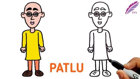 How To Draw Patlu From Motu Patlu Cartoon Patlu Drawing Easy Easy