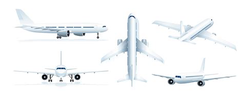 Premium Vector | Airplane different views set isolated on white ...