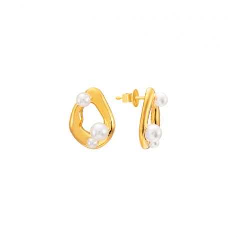 PNJP Latest collection | Autumn Winds gold pearl stud earrings for women