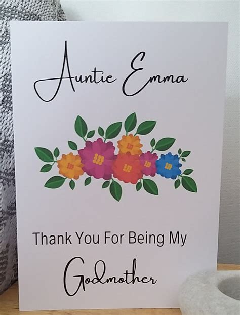 Personalised Thank You For Being My Godmother Card Auntie Emma Thank You For Being My Godmother