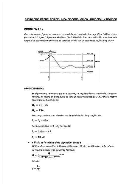 Ejercicios Resueltos De Linea De Conduccion Ccingenieriacc Udocz