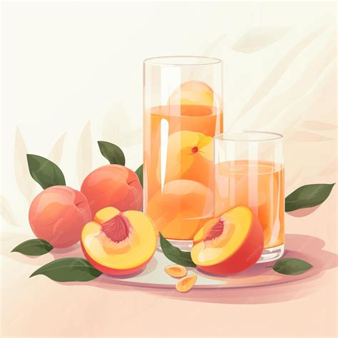 Premium Ai Image There Are Two Glasses Of Orange Juice With Peachs On The Table Generative Ai