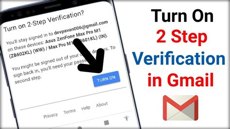 How To Turn On 2 Step Verification In Gmail Youtube