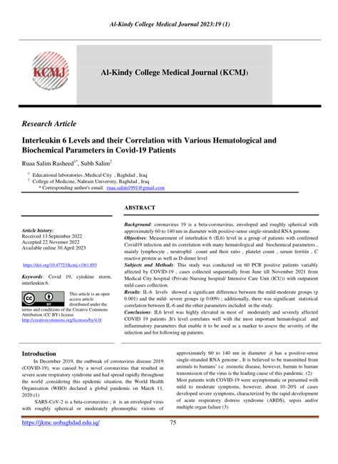Pdf Interleukin Levels And Their Correlation With Various