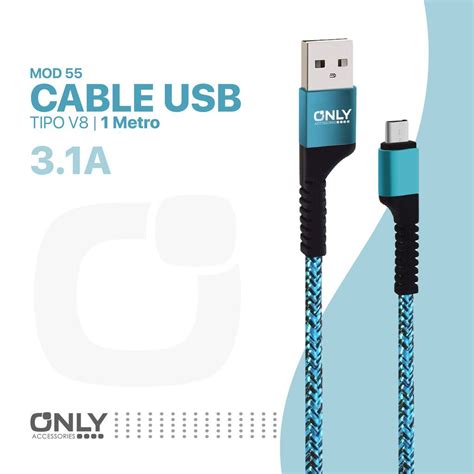 CABLE USB MOD 58 TEXTIL ONLY V8 AZUL Imponik San Luis