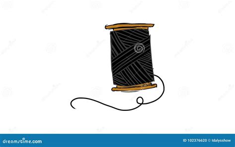 Needle And Spool Silhouette Icon Vector Cartoondealer