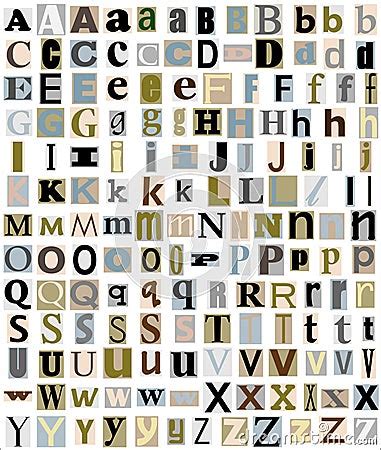 Alphabet Letters Magazine Newspaper Style Stock Images Image