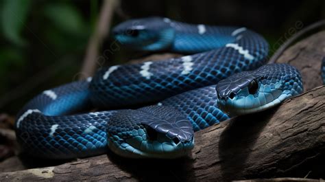 Gambar Ular Biru Tergantung Di Atas Sekeping Kayu Gambar Ular Biru