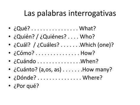 Las Palabras Interrogativas PPT