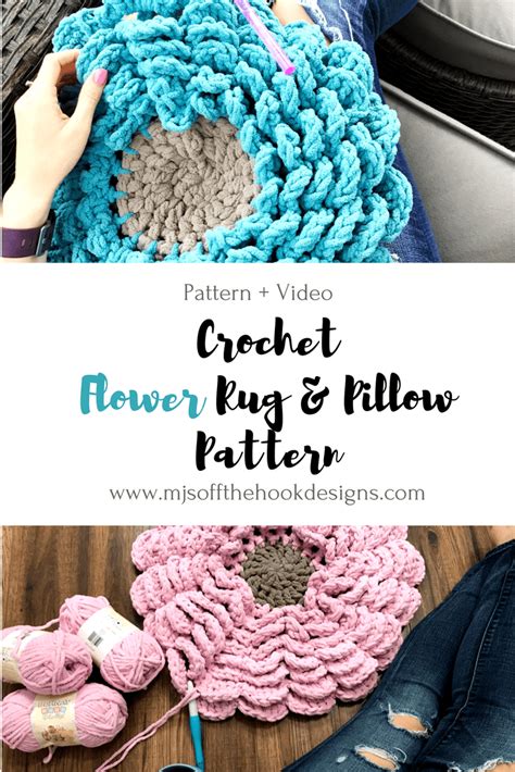 Crochet Flower Rug And Pillow Pattern Plus Video Mjs Off The Hook