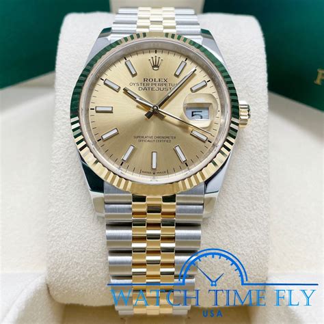 Rolex Datejust Mm Two Tone Steel Yellow Gold Fluted