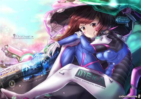 Hd Wallpaper Meka From Overwatch Dva Artwork Hd Wallpaper Flare