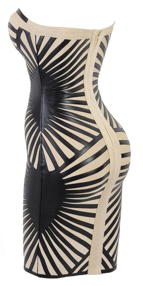 Sexy Sweetheart Club Black Bandage Bodycon Dress With Stripes