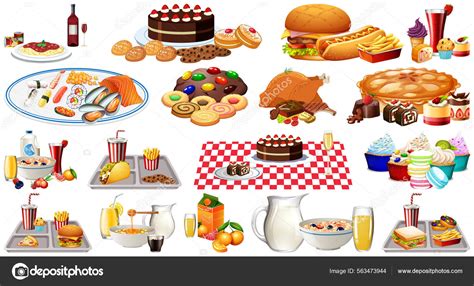 Foods Beverages Set Illustration Stock Vector By ©blueringmedia 563473944