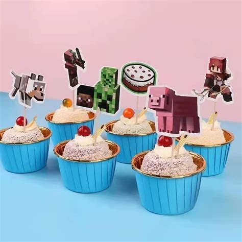 Pcs Miner Cupcake Toppers Video Game Happy Birthday Sign Stereo