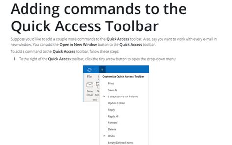 Adding Commands To The Quick Access Toolbar Microsoft Outlook 365