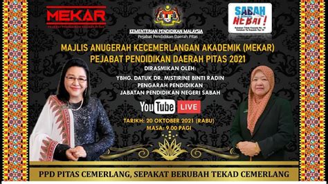 Majlis Anugerah Kecemerlangan Akademik Mekar Peringkat Ppd Pitas 2021 Youtube