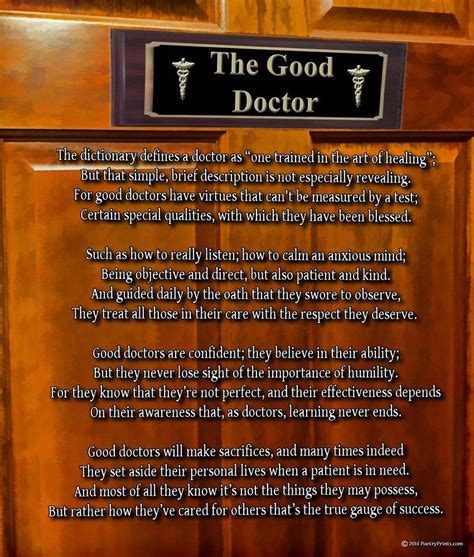 The Good Doctor 8x10 Poem Print Great Doctor T Or Medical Office