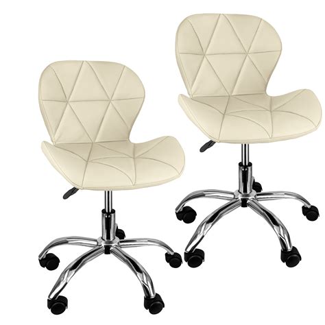 Kit 2 Cadeiras Slim Office Estofada Base Giratória Cromada Nude