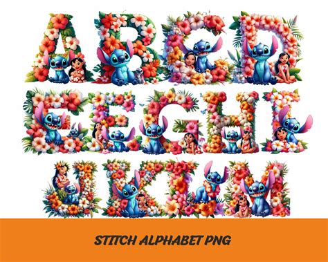 stitch flowers alphabet png font stitch  lilo letters png stitch