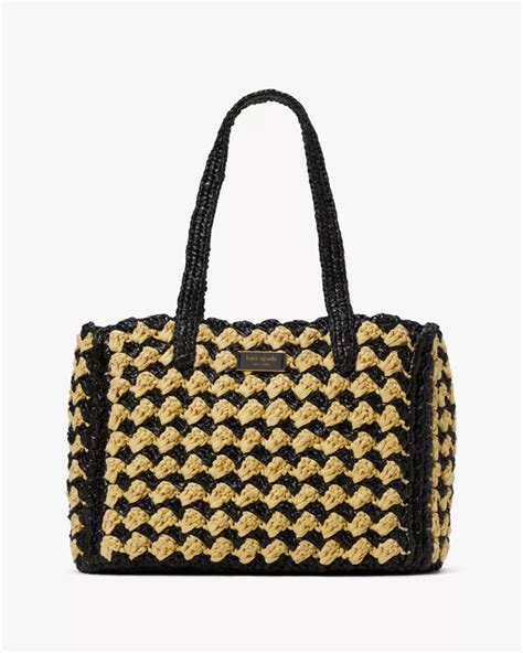 High Tide Striped Crochet Raffia Medium Tote Kate Spade New York