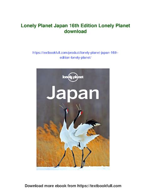 Lonely Planet Japan 16th Edition: Comprehensive Travel Guide - Studocu
