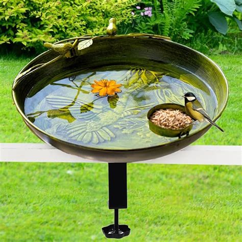 Amazon Qipade Deck Mounted Bird Bath Inch Metal Bird Baths