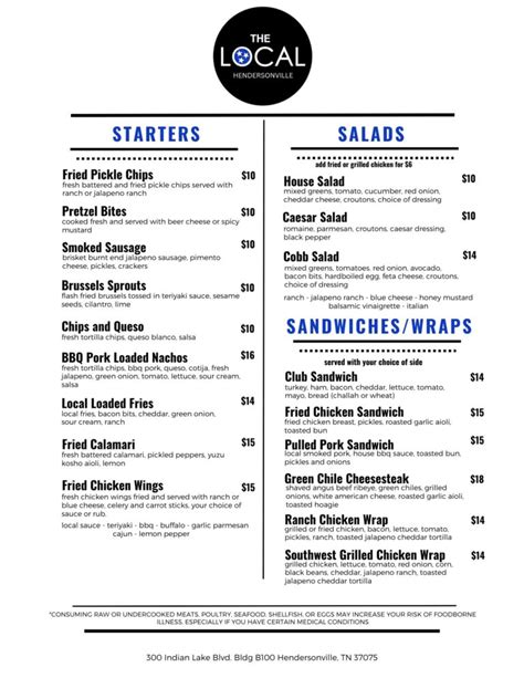 local hendersonville kitchen  menu