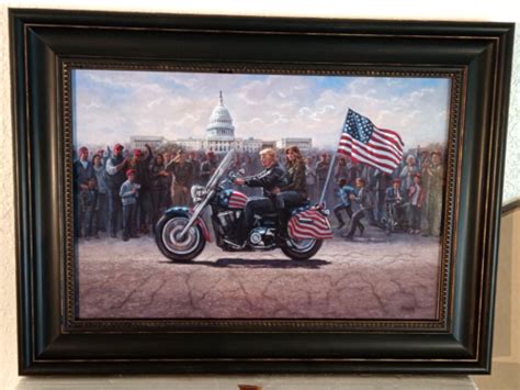 Jon Mcnaughton Maga Ride Donald Trump Motorcycle Art Print 15 X 10