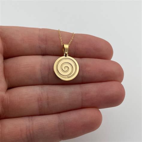 14k Solid Gold Spiral Pendant Personalized Minimalist Necklace Etsy