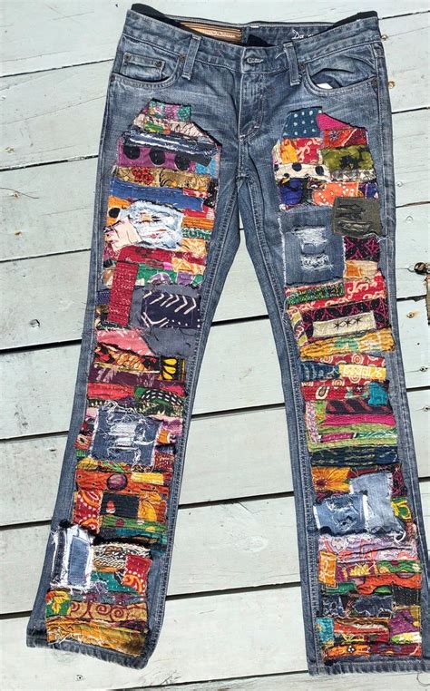 Patchwork Jeans Kantha Patchwork Hippie Boho Denim Patch Work