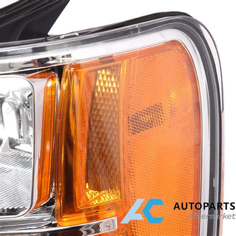 For 07 14 Gmc Sierra 1500 2500hd 3500hd Headlights Headlamps Pair Chrome Amber Ebay