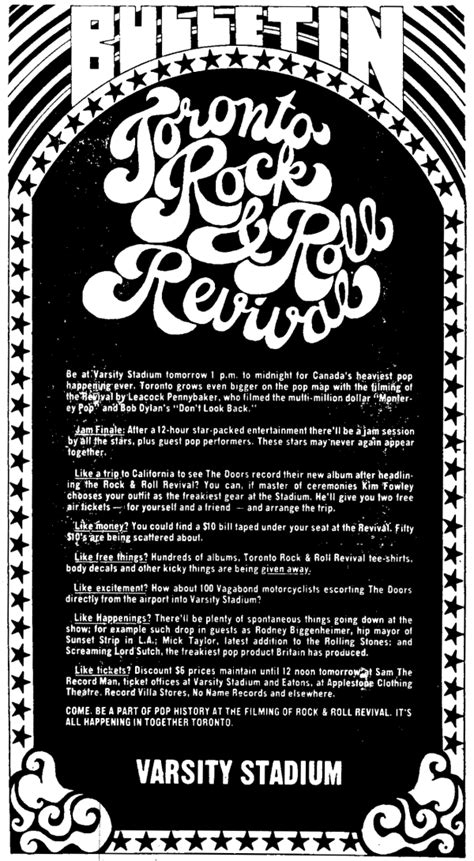 The Doors Toronto Rock N Roll Revival 1969