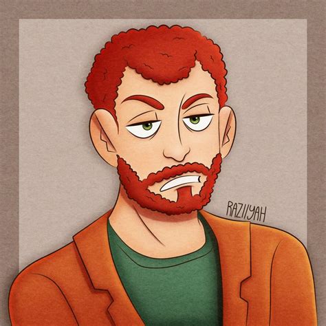 A Drawing Of A Man With Red Hair And Beards Wearing An Orange Blazer