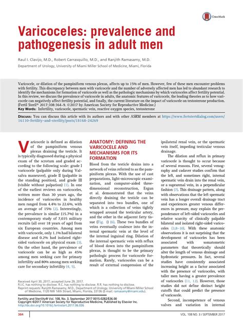 Varicoceles Prevalence And Pathogenesis In Adult Men Pdf Vein Testicle