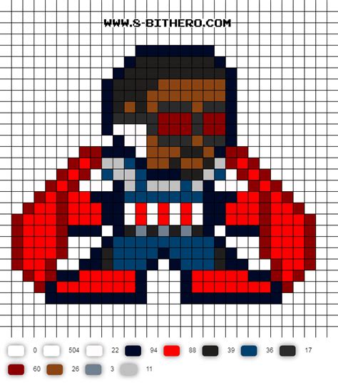 Captain America Falcon 8 Bit Perler Bead Pattern Perler Bead Art