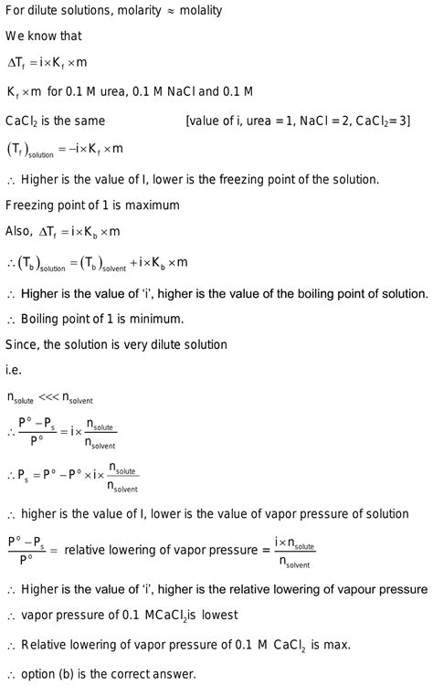 Correct Observation 1 0 1M Urea 2 0 1M Nacl 3 0 1M Cacl2 A Vapour