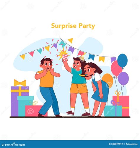 Surprise Party Concept. Flat Vector Illustration Stock Illustration