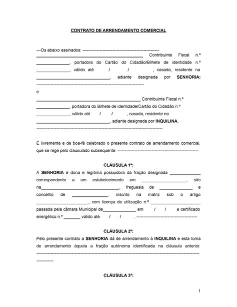 Modelo De Contrato De Arrendamento Para Exploracao Mineral Modelo De