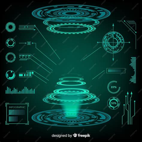 premium vector futuristic hologram infographic element collection