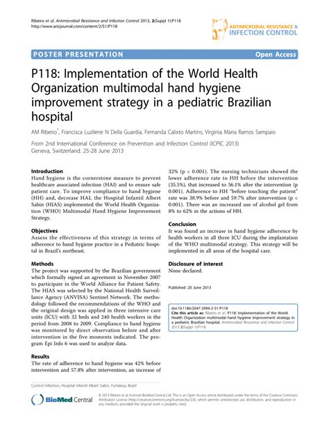 Pdf P118 Implementation Of The World Health Organization Multimodal