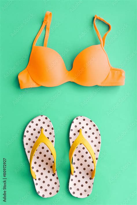Summer Bikini Concept With Bikini And Flip Flop Sandals Stock Photo Adobe Stock