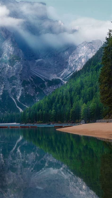 Lago En Bosque Con Niebla Fondo De Pantalla K Hd Id