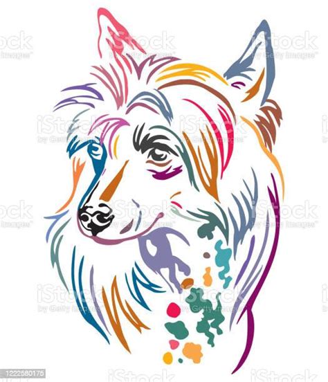 Colorful Decorative Portrait Of Chinese Crested Dog Vector Illustration