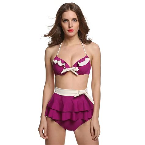 Buy Summer Swimwear Sexy Halter Ruffles Bowknot Push