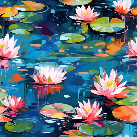 Premium AI Image | a watercolor painting of water lilies with the ...