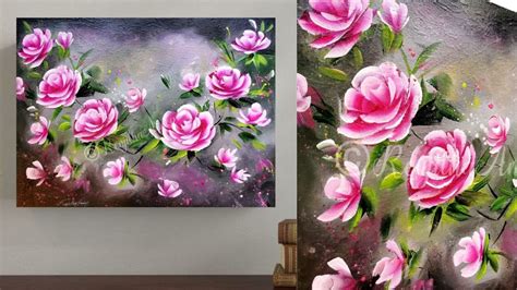 Simple Roses Acrylic Painting Techniques Easy And Beautiful Canvas Painting For Beginners Youtube