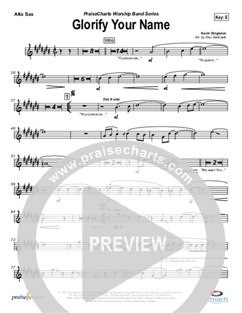 Glorify Your Name Alto Sax Sheet Music PDF Lakewood Church PraiseCharts